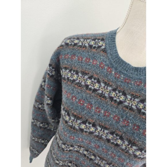 Club Room Vintage Wool Lambswool Pullover Crew Green Fair Isle Grandpa Sweater M - Picture 7 of 7